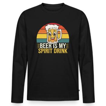Bier Ist Mein Spirit Drink - Retro Style - Männer Premium Bio Langarmshirt - Schwarz - Vorne - Nico (187cm)