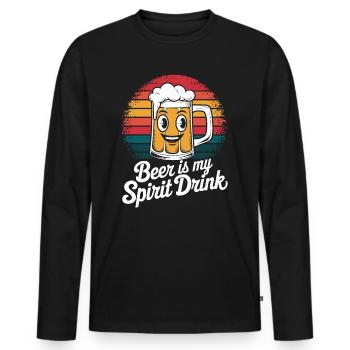 La bière est ma boisson spirituelle - T-shirt manches longues Premium bio Homme - noir - Devant - Nico (187cm)