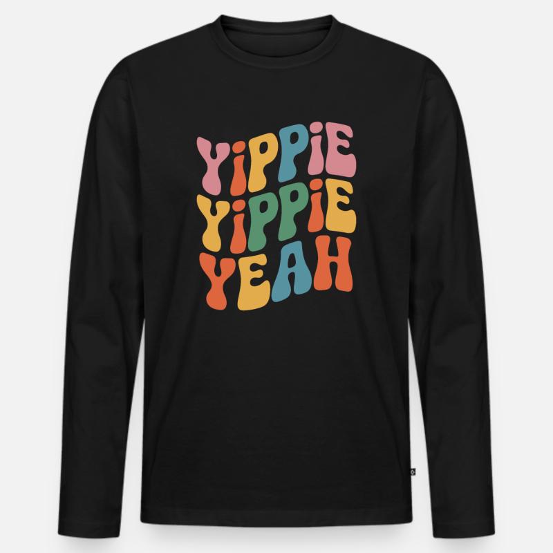 Yippie Yippie Yeah - Männer Premium Bio Langarmshirt - Schwarz