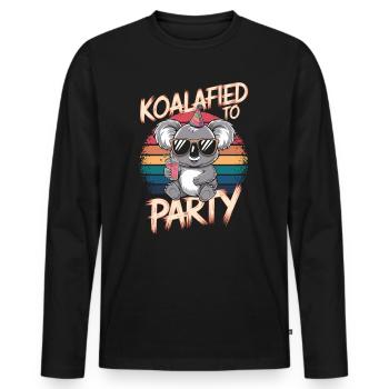 Koalafied To Party: Funny Koala with - Men's Premium Organic Long Sleeve Shirt - black - Front - Nico (187cm)
