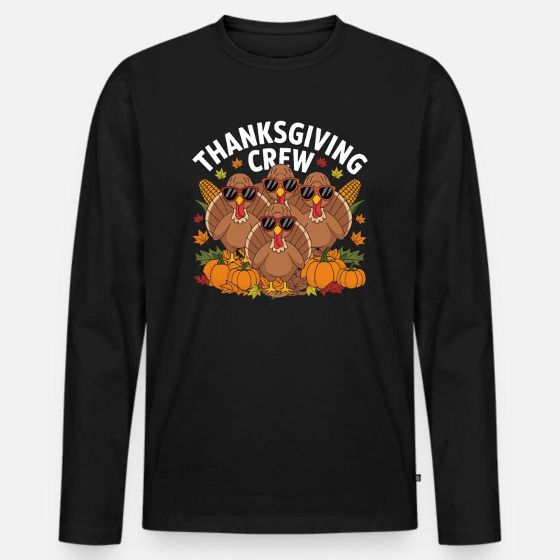 Thanksgiving Crew Erntedank - Männer Premium Bio Langarmshirt - Schwarz