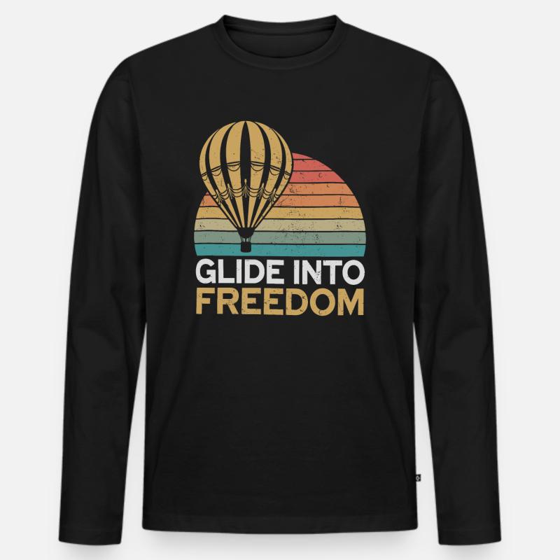 Heißluftballon: Glide Into Freedom - Männer Premium Bio Langarmshirt - Schwarz