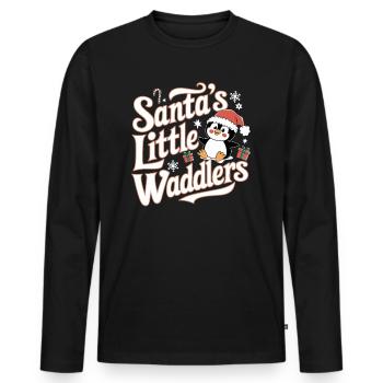 Little Waddling Penguins of Santa Christmas - Men's Premium Organic Long Sleeve Shirt - black - Front - Nico (187cm)