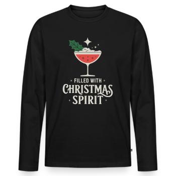 Rempli d’art de cocktail d’ de Noël - T-shirt manches longues Premium bio Homme - noir - Devant - Nico (187cm)