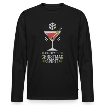 Gefüllt Mit Weihnachtsstimmung Cocktail - Männer Premium Bio Langarmshirt - Schwarz - Vorne - Nico (187cm)