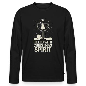 Rempli de lettrage de l’ de Noël avec - T-shirt manches longues Premium bio Homme - noir - Devant - Nico (187cm)