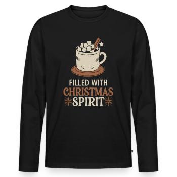 Rempli d’ de Noël et chaud - T-shirt manches longues Premium bio Homme - noir - Devant - Nico (187cm)