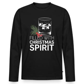 Rempli d’ de Noël - T-shirt manches longues Premium bio Homme - noir - Devant - Nico (187cm)