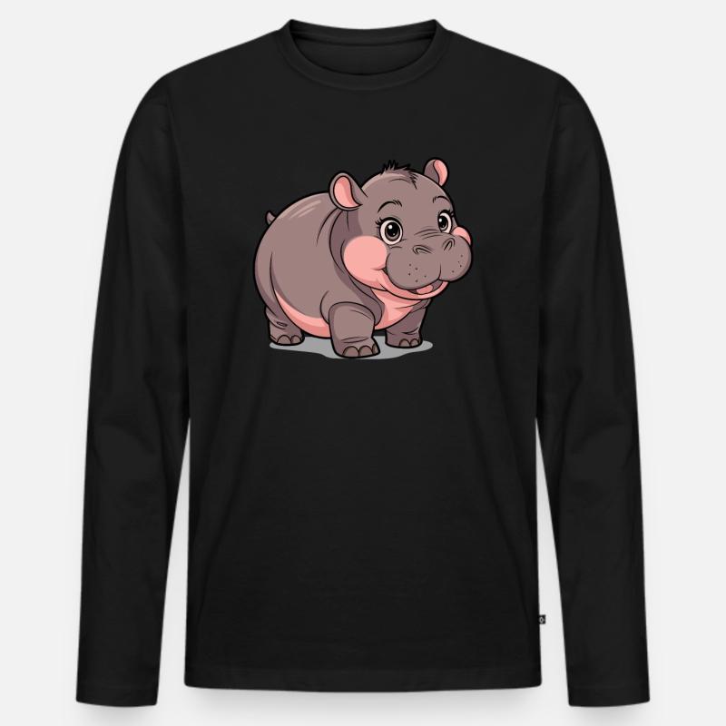 Moo Deng Nilpferd Hippo - Männer Premium Bio Langarmshirt - Schwarz