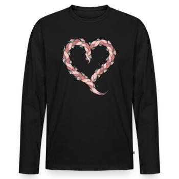 Cable Knit Heart Cable Knit Floral - Men's Premium Organic Long Sleeve Shirt - black - Front - Nico (187cm)