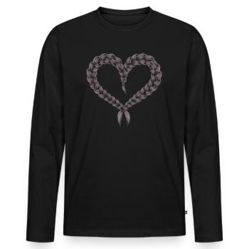 Cable Knit Heart Cable Knit Frame - Men's Premium Organic Long Sleeve Shirt - black - Front - Nico (187cm)
