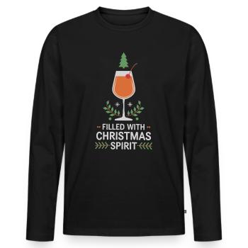 Rempli d’ de Noël ambiance festive - T-shirt manches longues Premium bio Homme - noir - Devant - Nico (187cm)