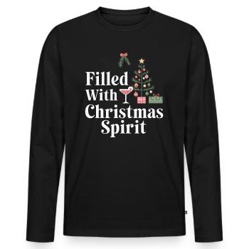 Rempli d’ de Noël - T-shirt manches longues Premium bio Homme - noir - Devant - Nico (187cm)