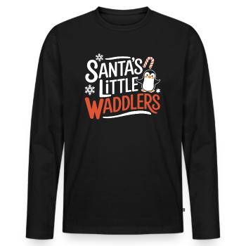 Santa's Little Waddle Kids Christmas Penguin - Men's Premium Organic Long Sleeve Shirt - black - Front - Nico (187cm)