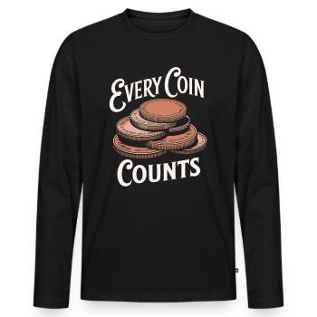 Every coin counts Numismatics Enthusiasm - Men's Premium Organic Long Sleeve Shirt - black - Front - Nico (187cm)