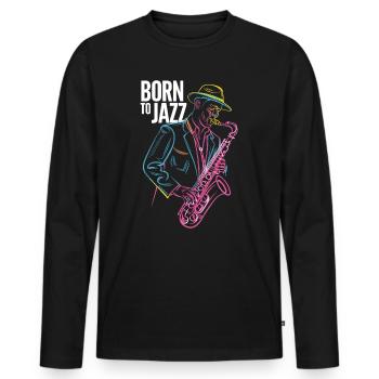 Born for Jazz & Saxophone Melodies - Men's Premium Organic Long Sleeve Shirt - black - Front - Nico (187cm)