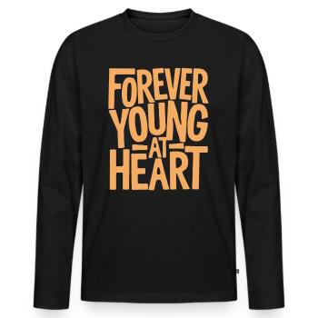 Forever young at heart, birthday getting older - Men's Premium Organic Long Sleeve Shirt - black - Front - Nico (187cm)
