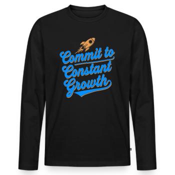 Commit to constant growth for - Men's Premium Organic Long Sleeve Shirt - black - Front - Nico (187cm)