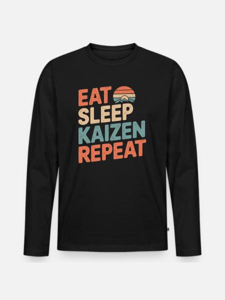 Eat Sleep Kaizen Improvement Repeat - Men's Premium Organic Long Sleeve Shirt - black