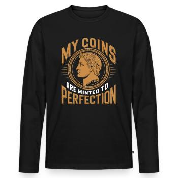 Mes pièces sont parfaitement frappées - T-shirt manches longues Premium bio Homme - noir - Devant - Nico (187cm)