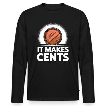 It makes Cent's funny saying with coin - Men's Premium Organic Long Sleeve Shirt - black - Front - Nico (187cm)