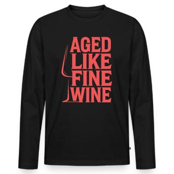 Birthday Getting Older Like Good Wine - Men's Premium Organic Long Sleeve Shirt - black - Front - Nico (187cm)