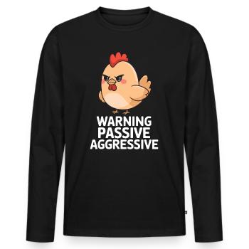 Attention Passif Agressif Poulet Dessin animé - T-shirt manches longues Premium bio Homme - noir - Devant - Nico (187cm)