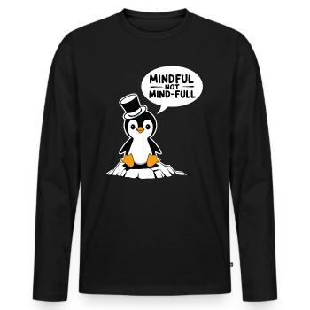 Pingouin conscient avec un chapeau haut de forme sur un bloc de glace - T-shirt manches longues Premium bio Homme - noir - Devant - Nico (187cm)