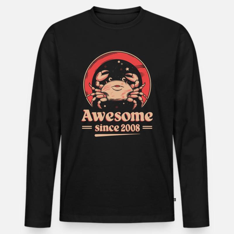 Krebs Sternzeichen Geburtstag Seit 2008 Großartig - Männer Premium Bio Langarmshirt - Schwarz