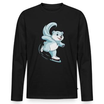 Eisbahn Eisbär Schlittschuhfahren - Männer Premium Bio Langarmshirt - Schwarz - Vorne - Nico (187cm)