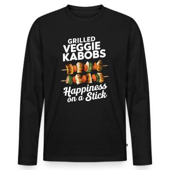 Grilled veggie skewers Happiness on a skewer - Men's Premium Organic Long Sleeve Shirt - black - Front - Nico (187cm)