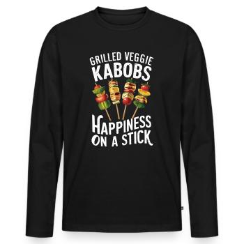 Grilled vegetable skewers Happiness on a skewer - Men's Premium Organic Long Sleeve Shirt - black - Front - Nico (187cm)