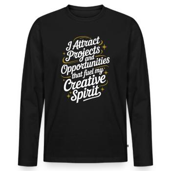 I attract projects and opportunities, manifest - Men's Premium Organic Long Sleeve Shirt - black - Front - Nico (187cm)