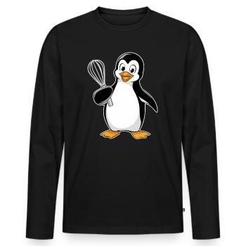 Pingouin joyeux avec fouet pour - T-shirt manches longues Premium bio Homme - noir - Devant - Nico (187cm)
