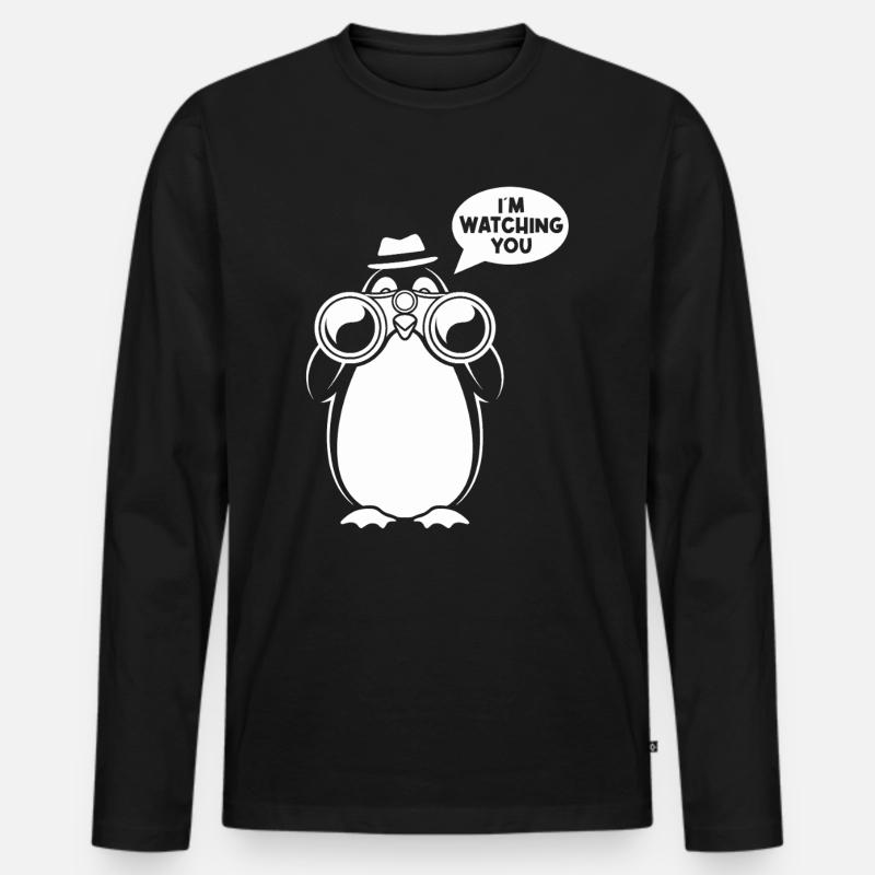 Sarcasmus: Ich Beobachte Dich Design - Männer Premium Bio Langarmshirt - Schwarz