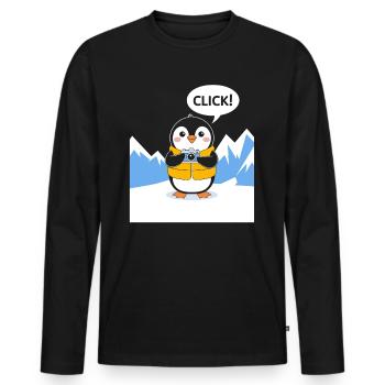 Lustiger Pinguin Fotograf Klick Moment - Männer Premium Bio Langarmshirt - Schwarz - Vorne - Nico (187cm)