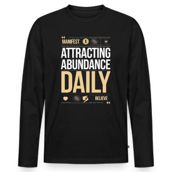 Citation sur la prospérité de l’attraction quotidienne - T-shirt manches longues Premium bio Homme - noir - Devant - Nico (187cm)