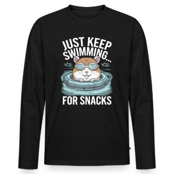 Un hamster nage pour se grignoter - Just Keep Swimming - T-shirt manches longues Premium bio Homme - noir - Devant - Nico (187cm)