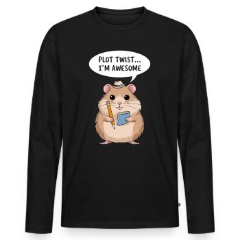 Hamster Autor: Plot Twist... Ich Bin Großartig - Männer Premium Bio Langarmshirt - Schwarz - Vorne - Nico (187cm)