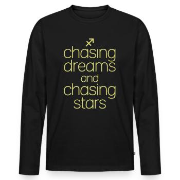 Zodiaque Sagittaire à la poursuite des rêves à la poursuite des étoiles - T-shirt manches longues Premium bio Homme - noir - Devant - Nico (187cm)