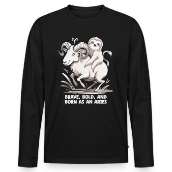 Bold, bold and born as an Aries - Aries Zodiac - Men's Premium Organic Long Sleeve Shirt - black - Front - Nico (187cm)