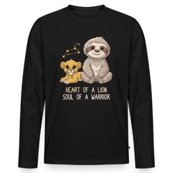 Signe du zodiaque Lion paresseux Cœur d’une âme Lion - T-shirt manches longues Premium bio Homme - noir - Devant - Nico (187cm)