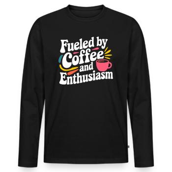 Teacher: Driven by Coffee and Enthusiasm - Men's Premium Organic Long Sleeve Shirt - black - Front - Nico (187cm)