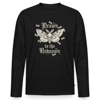 Attirés par l’art inconnu des papillons - T-shirt manches longues Premium bio Homme - noir - Devant - Nico (187cm)