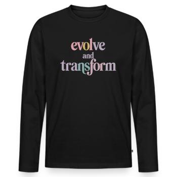 Evolve And Transform Inspirierende - Männer Premium Bio Langarmshirt - Schwarz - Vorne - Nico (187cm)
