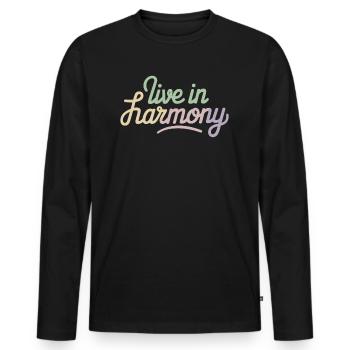 Live In Harmony Inspirational - Men's Premium Organic Long Sleeve Shirt - black - Front - Nico (187cm)