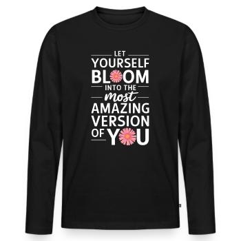 Lass Dich Zur Besten Version Entfalten - Männer Premium Bio Langarmshirt - Schwarz - Vorne - Nico (187cm)