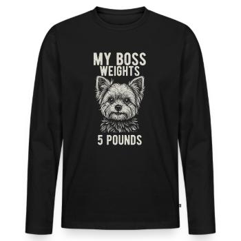 Mein Chef Wiegt Fünf Pfund - Yorkie Besitzer - Männer Premium Bio Langarmshirt - Schwarz - Vorne - Nico (187cm)