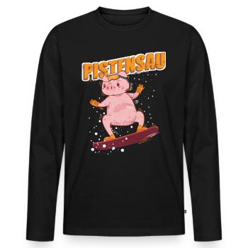 Pistensau Snowboarder Snowboard - Men's Premium Organic Long Sleeve Shirt - black - Front - Nico (187cm)