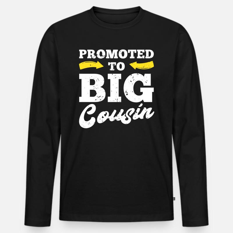 Promoted To Big Cousin - Männer Premium Bio Langarmshirt - Schwarz